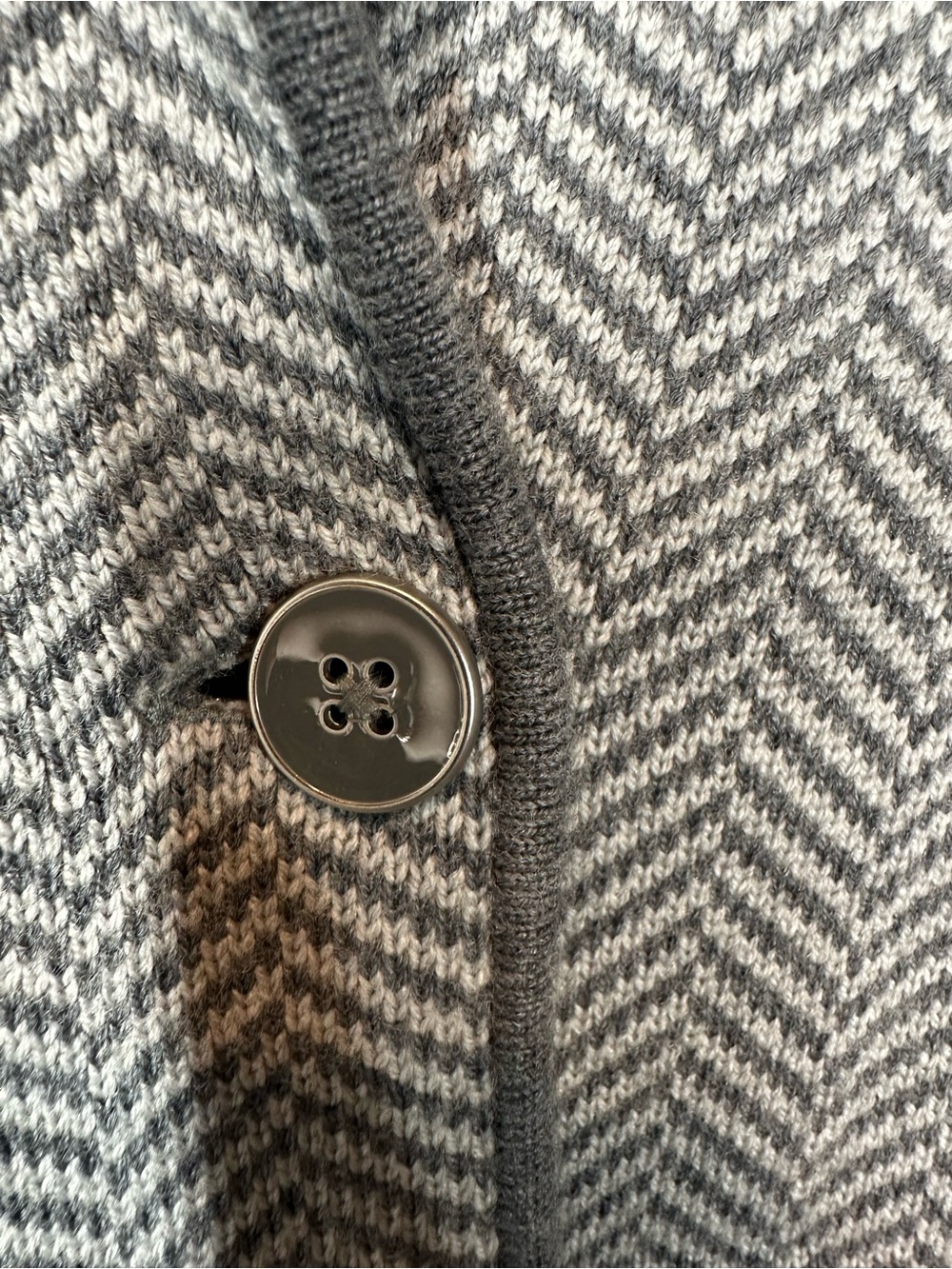 TALBOTS Women's XL Gray Herringbone Button Jacket Sweater Open Cardigan - Picture 6 of 12